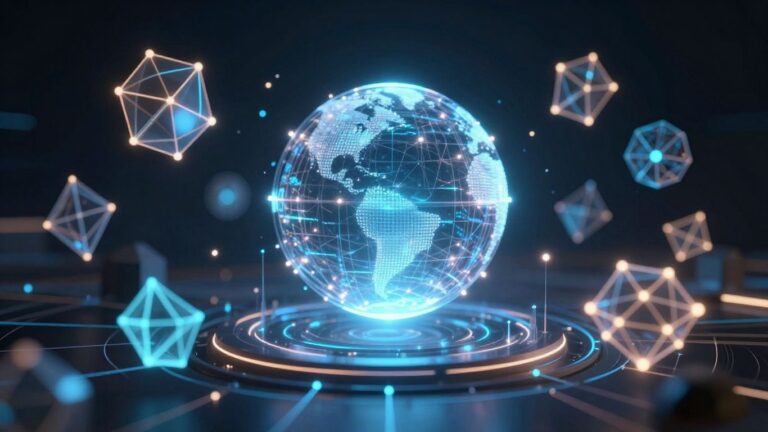 Abstract AI and data integration visualization